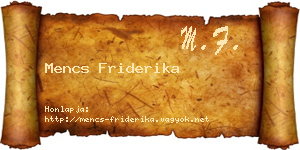 Mencs Friderika névjegykártya